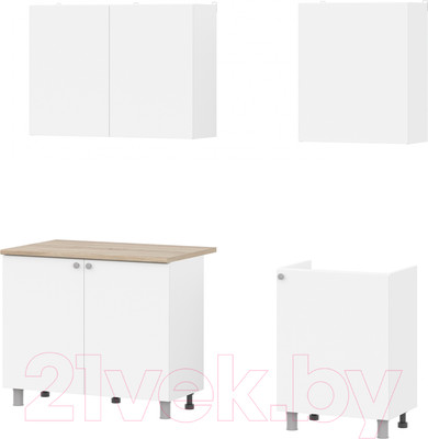 Кухонный гарнитур Mio Tesoro КГ-6 1600 (белый текстурный/дуб сонома)