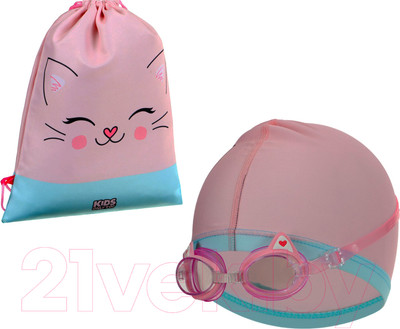 Набор для плавания Onlytop Кошечка / 9446790 (шапочка, очки, мешок)