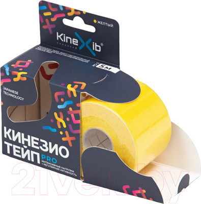 Кинезио тейп Kinexib Pro 5мх5см (желтый)