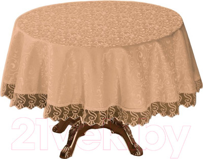 Скатерть DO&CO c гипюром 160 / 8526 (персиковый)