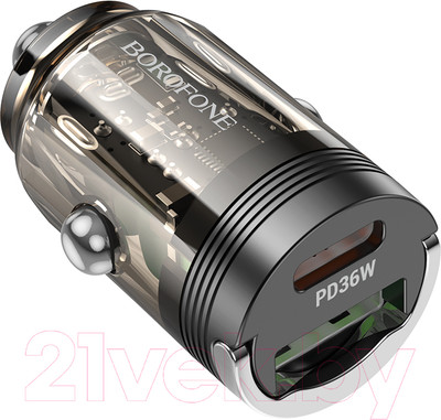 Адаптер питания автомобильный Borofone BZ29A PD36W + QC3.0 (прозрачный)