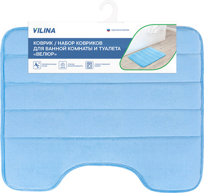 Коврик для туалета Вилина Велюр / 7191 (50x60, голубой)