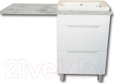 Тумба с умывальником Гамма Р23оФ8-У55 Софт-13055 со столешницей (левый, бетон светлый)