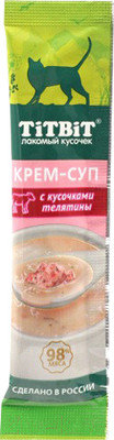 Лакомство для кошек TiTBiT Крем-суп для кошек с кусочками телятины / 14646 (10г)