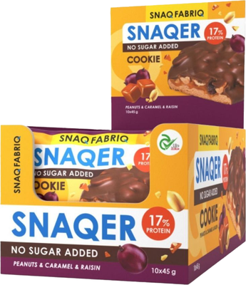 Набор протеинового печенья Snaq Fabriq Арахис, изюм и карамель (10х45г)