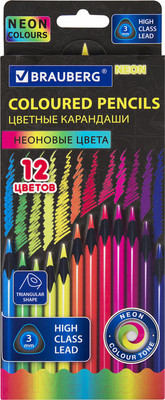 Набор цветных карандашей Brauberg Neon / 181852 (12цв)