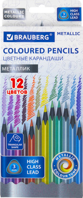 Набор цветных карандашей Brauberg Metallic / 181853 (12цв)