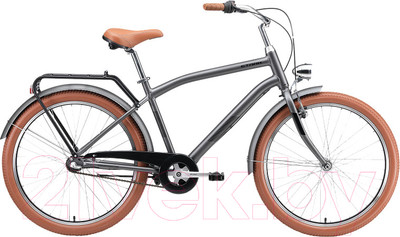 Велосипед STARK Comfort Man 3speed 2024 (16, темно-серый матовый металлик/черный/коричневый)