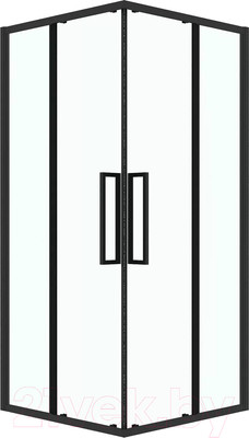 Душевой уголок Grossman Cosmo 80x80x195 / 300.K33.02.8080.21.00 (черный матовый/прозрачное стекло)