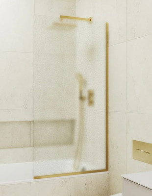 Стеклянная шторка для ванны MaybahGlass MGV-93-3у (сатин стекло/золотой)