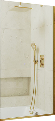 Стеклянная шторка для ванны MaybahGlass MGV-64-3у (прозрачное стекло/золотой)