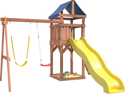 Игровой комплекс National Tree Company Классик с гибкими желтыми качелями и лодочкой IgroWoods / ДКП-11