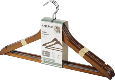 Набор деревянных вешалок-плечиков Attribute Status AHO231 (3шт)