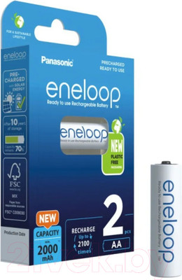 Комплект аккумуляторов Panasonic Eneloop AA 2000 / BK-3MCDE/2BE (2шт)