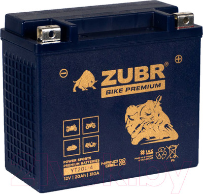 Мотоаккумулятор Zubr Bike Premium R+ / YT20L-4 (20 А/ч)