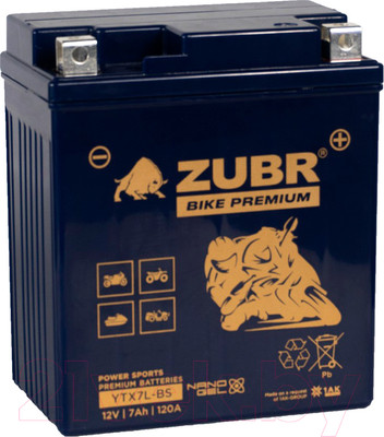 Мотоаккумулятор Zubr Bike Premium R+ / YTX7L-BS (7 А/ч)