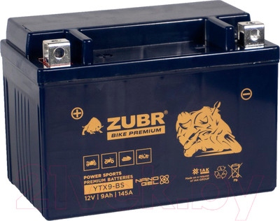 Мотоаккумулятор Zubr Bike Premium L+ / YTX9-BS (9 А/ч)