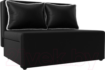 Диван Лига Диванов Лагуна / 114456  (экокожа черный/кант экокожа белый)