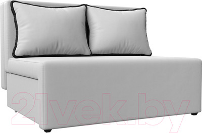 Диван Лига Диванов Лагуна / 114454  (экокожа белый/кант экокожа черный)