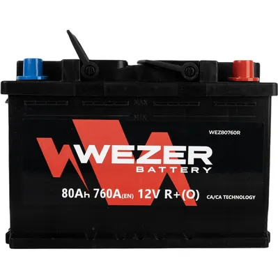 Автомобильный аккумулятор Wezer 760A R+ / WEZ80760R (80 А/ч)