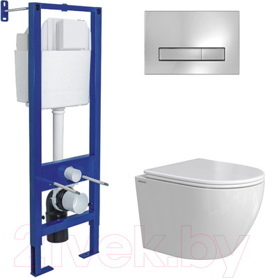 Инсталляция с унитазом подвесным Berges Okus Rimless / 043392 (с сиденьем)