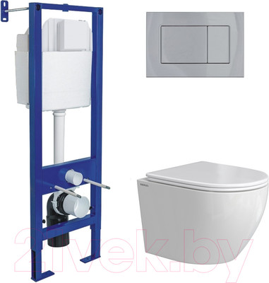 Унитаз подвесной с инсталляцией Berges Okus Rimless / 043395 (с сиденьем)