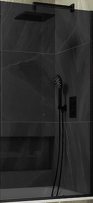 Стеклянная шторка для ванны MaybahGlass MGV-80-6у (графитовое стекло/черный)