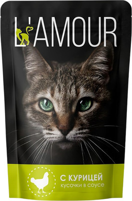 Влажный корм для кошек L'amour С курицей в соусе (28x75г)