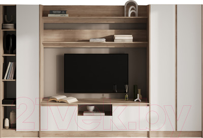 Горка для гостиной MySTAR Лорето ИЗ-008.01  (гикори кингстон/белый)