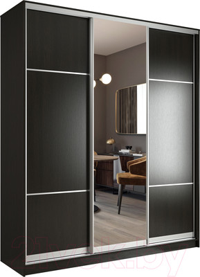 Шкаф-купе Евва 203 VS.02 / АЭП ШК.3.02 (венге/хром)