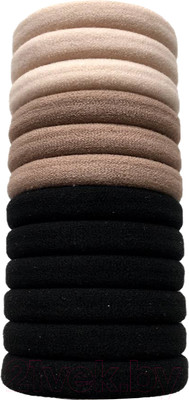 Набор резинок для волос Margo 757 (12шт, бежевый/черный)