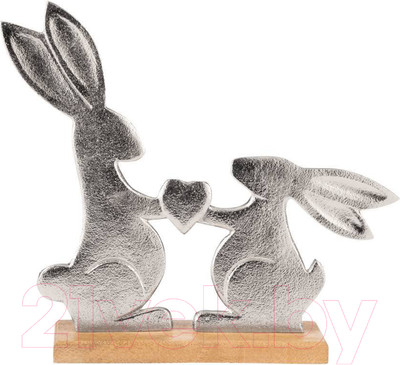 Статуэтка Eglo Зайцы Amoatsy 427365 (алюминий, дерево манго, серебряный, натуральный)