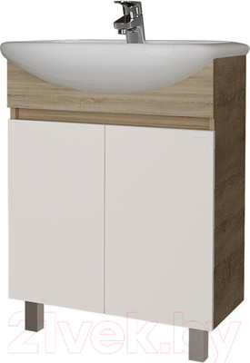 Тумба под умывальник Grossman Поло 60 / 106011-1 (дуб сонома/белый)