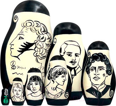 Матрешка сувенирная Брестская Фабрика Сувениров С изображением русских поэтов / 7348