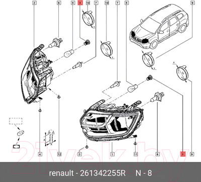 Патрон для автомобильных ламп Renault 261342255R
