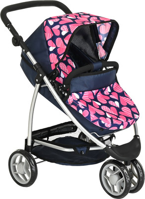 Коляска для куклы Pituso Сердечки / 9665С (синий)