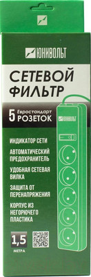 Сетевой фильтр Юнивольт 00-00000389 (1.5м, 5 розеток, белый)