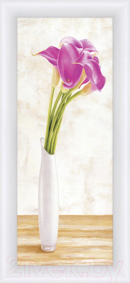 Картина Декарт Фиолетовые каллы в белой вазе 8Л0958 (в раме)