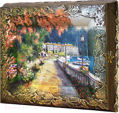 Ключница настенная Декарт Ветки в вазе на бежевом фоне 8Л1790