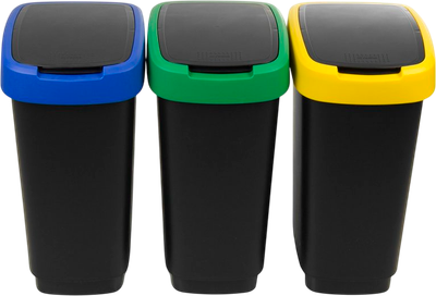 Набор мусорных ведер Rotho Twist / 1045899999 (25л, небесный/золотистый/зеленый)