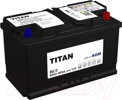 Автомобильный аккумулятор TITAN AGM L4 800A R+ (80 А/ч)