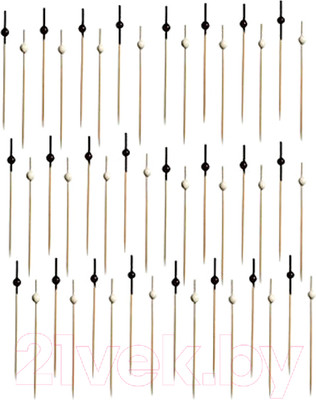 Набор одноразовых шпажек Паксервис Шарики 100мм бамбук / 287399 (200шт, черный/белый)