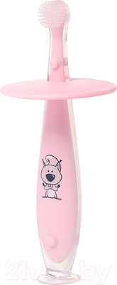 Зубная щетка для новорожденных BabyOno С фиксатором / 551/02 (розовый)