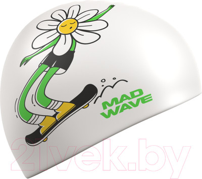 Шапочка для плавания Mad Wave Daisy (белый)