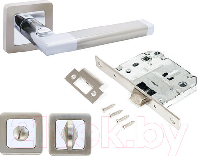 Ручка дверная Аллюр Венсан SN/CP+L7050S SN+BK-S1 SN/CP 2682/S7050 (матовый никель/хром)