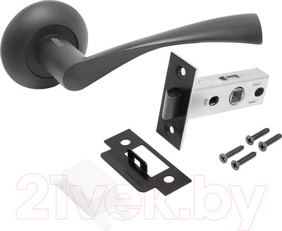 Ручка дверная Аллюр Арт Оскар BL+L45-8 BL 13150/S45 (матовый черный)