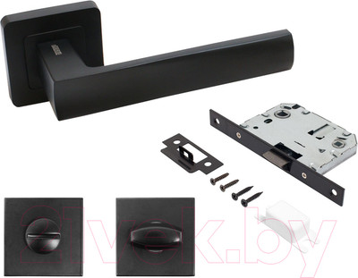 Ручка дверная Аллюр Арт Коломбо BL+L7050S BL+BK-S1 BL 23150/S7050 (матовый черный)