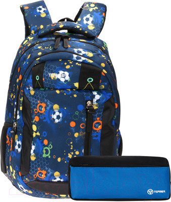 Школьный рюкзак Torber Class X / T5220-BLK-BLU-P (черный/синий)
