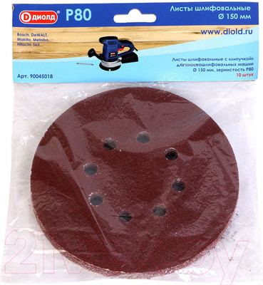 Шлифлист Диолд d-150мм Р80 / 90045018 (10шт)