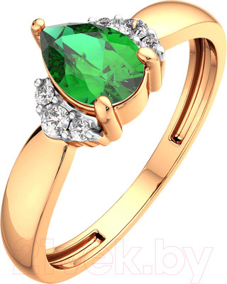 Кольцо из розового золота ZORKA 2D20152.14K.R.ZZ (р.17,5, с бриллиантом и изумрудом)